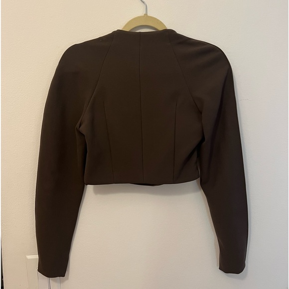 ZARA Voluminous Draped Long Sleeve Square Neck Crop Top - Picture 5 of 5